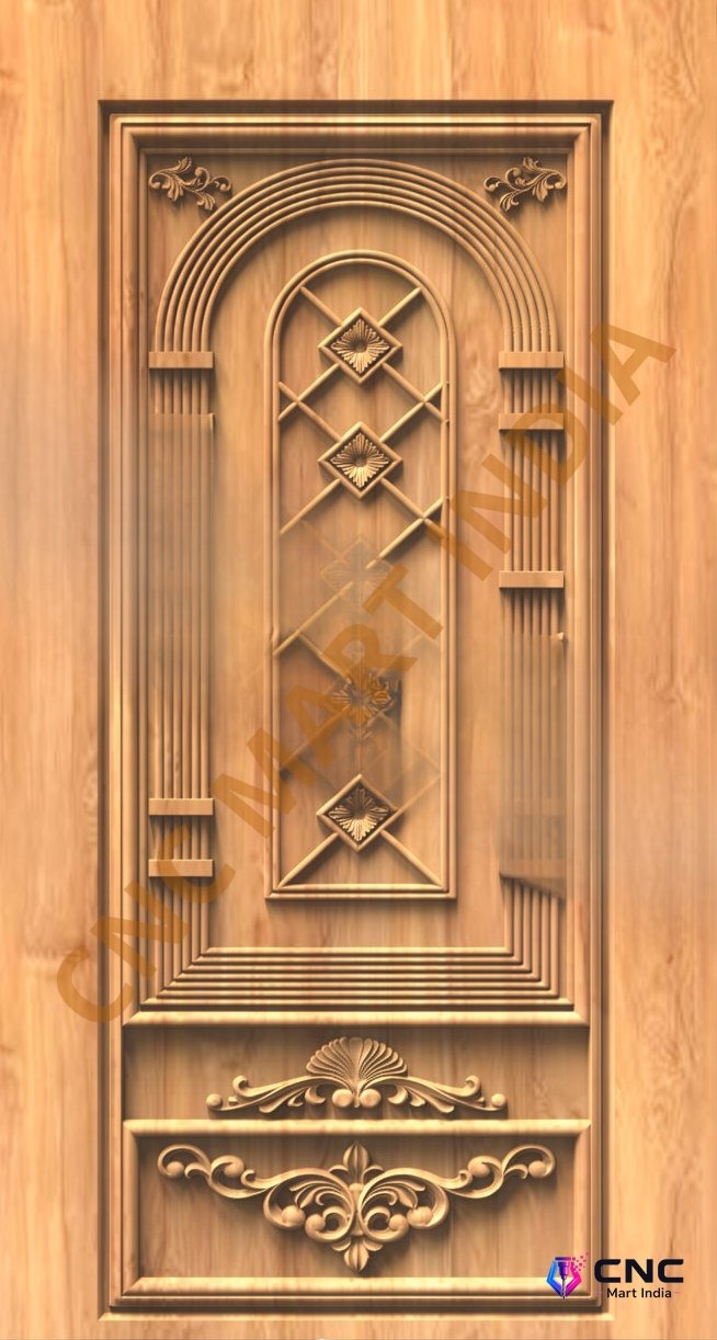 GSK EMBOSSING - EMD-75 Classic Arched Lattice Door 3D Relief Carving Design